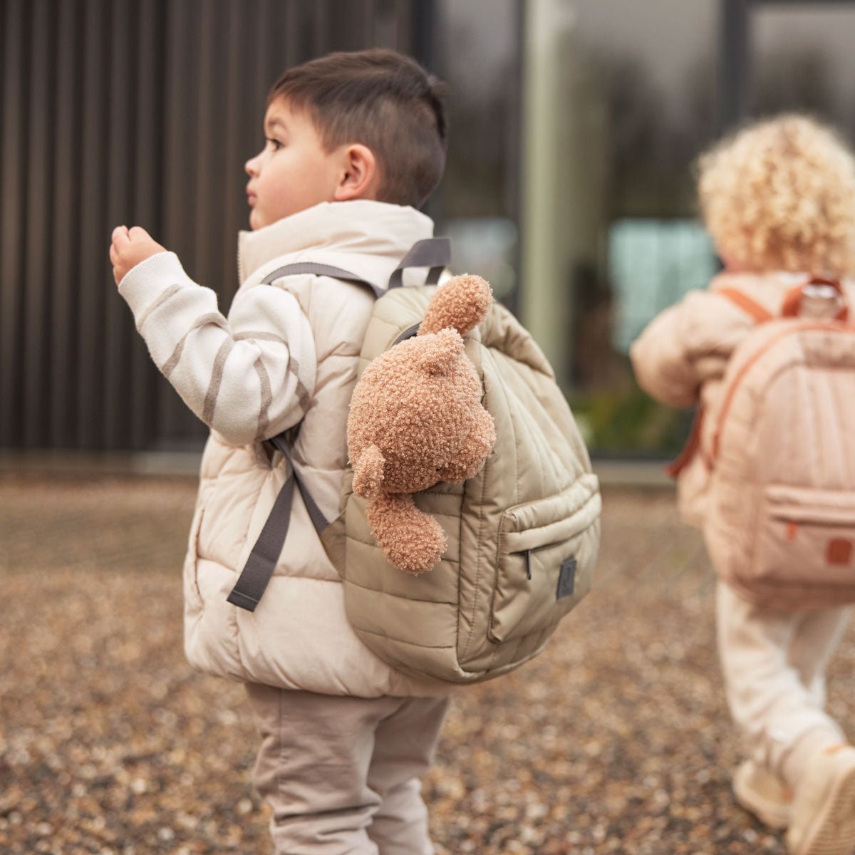 Sac à Dos Matelassé Enfant - Olive green - Lina et Compagnie