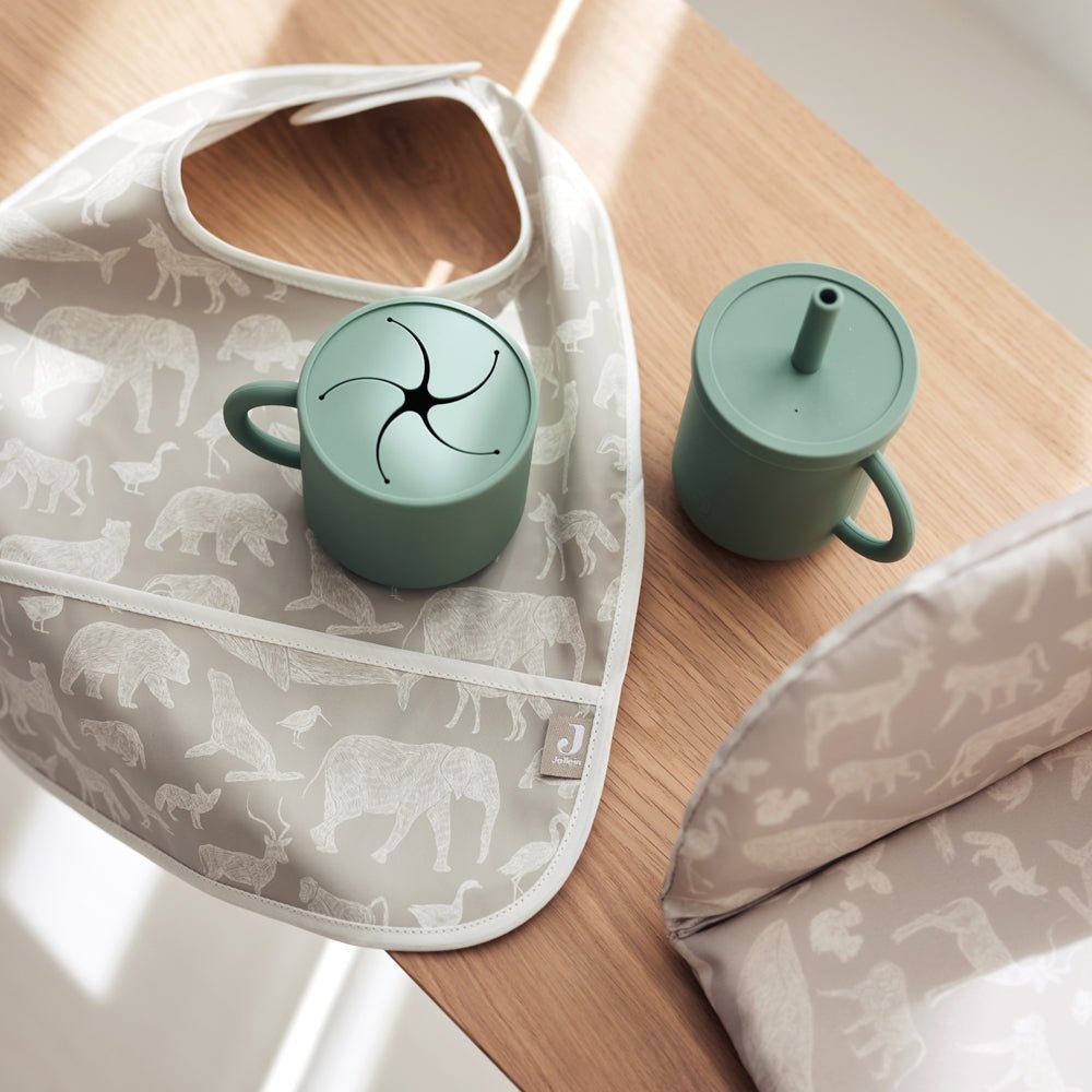 Lot de 2 Bavoirs Imperméables - Animals Olive Green - Lina et Compagnie