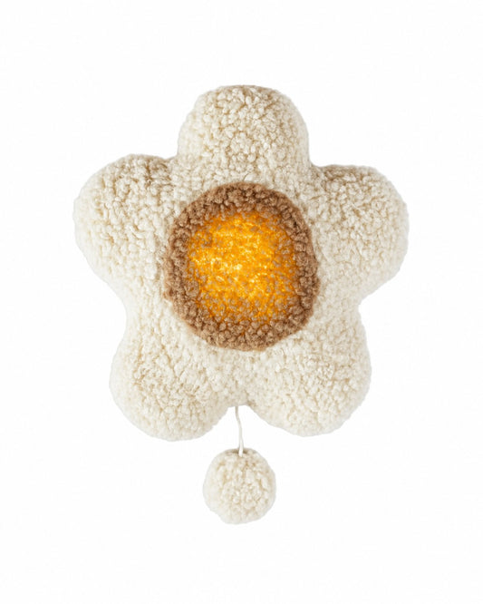 Mobile musical et veilleuse Buggies en forme de fleur, en coton biologique beige et marron