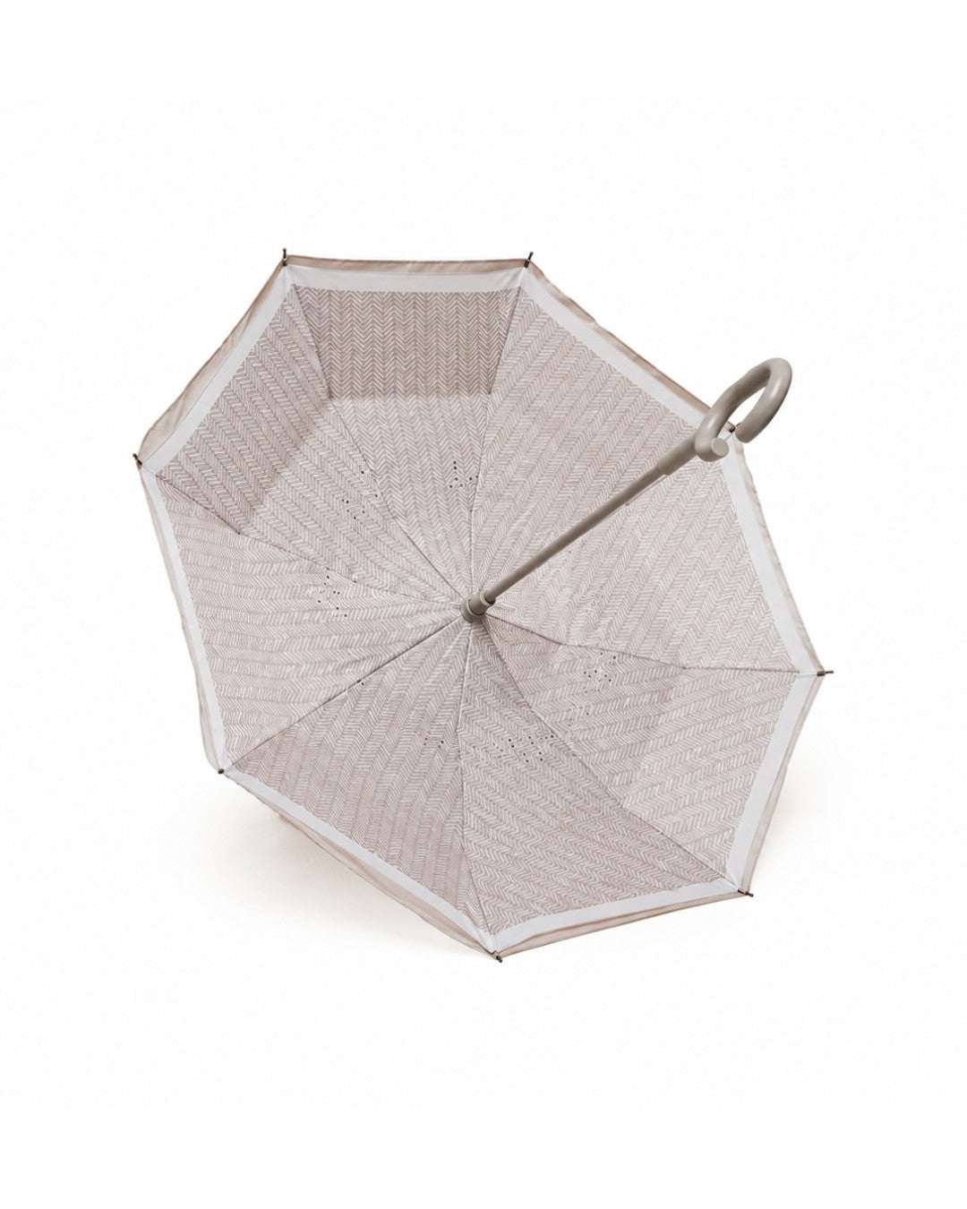 Parapluie inversé Indy ouvert, coloris crème et beige rosé.