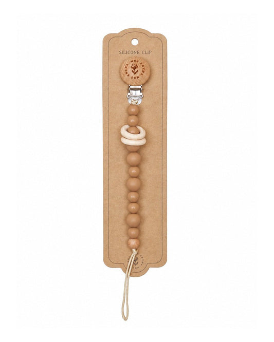 Attache-tétine bébé en silicone et bois - Ivoire - Lina et Compagnie