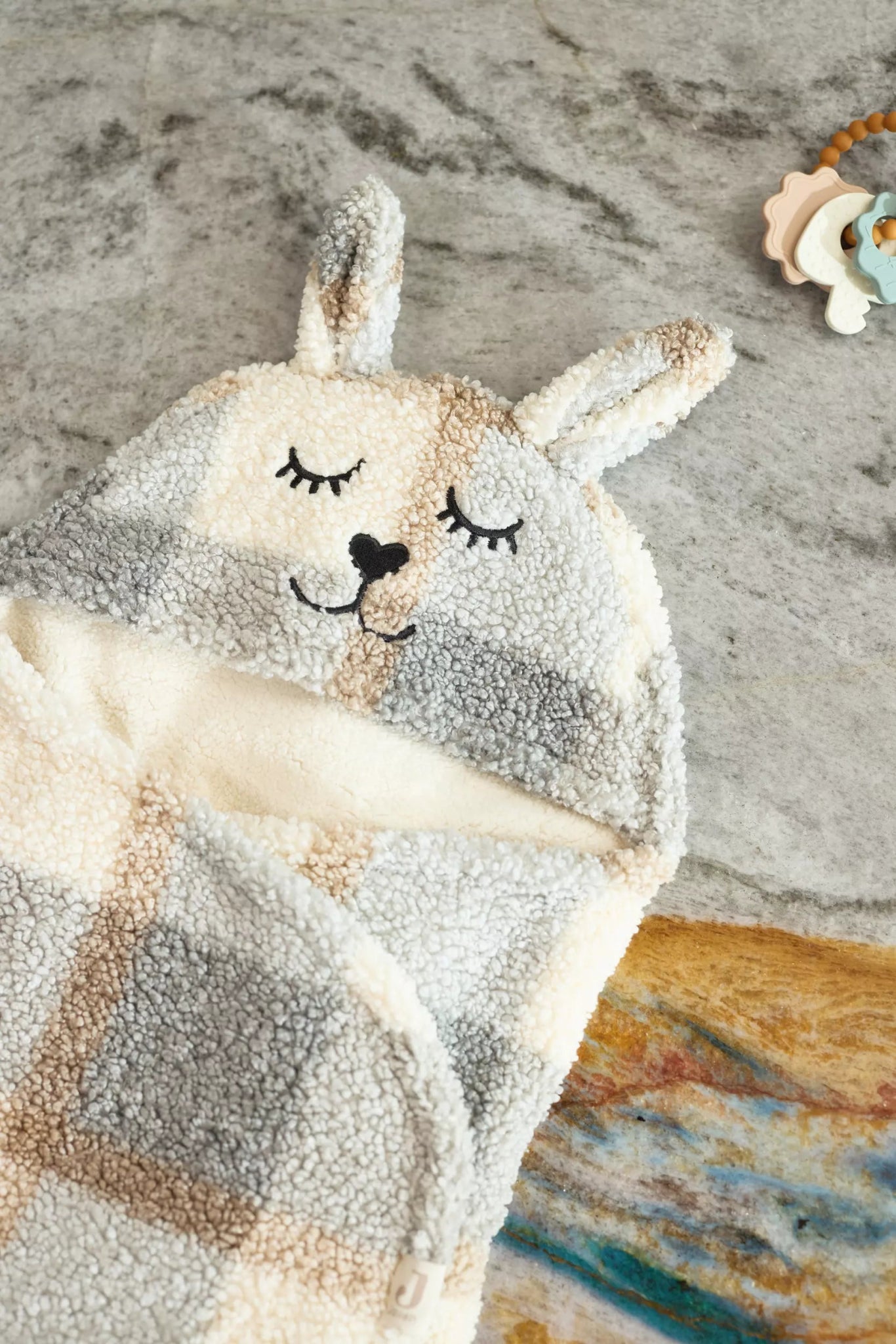 COUVERTURE PORTEFEUILLE BUNNY - CHECK BOUCLÉ - Lina et Compagnie