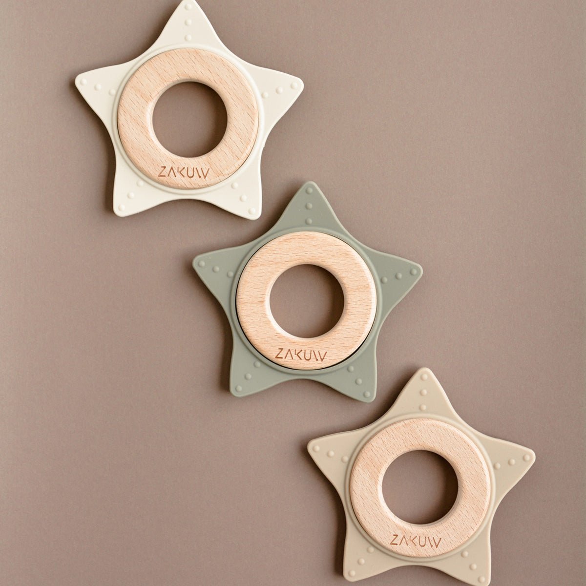 Anneau de Dentition Etoile - Taupe - Lina et Compagnie
