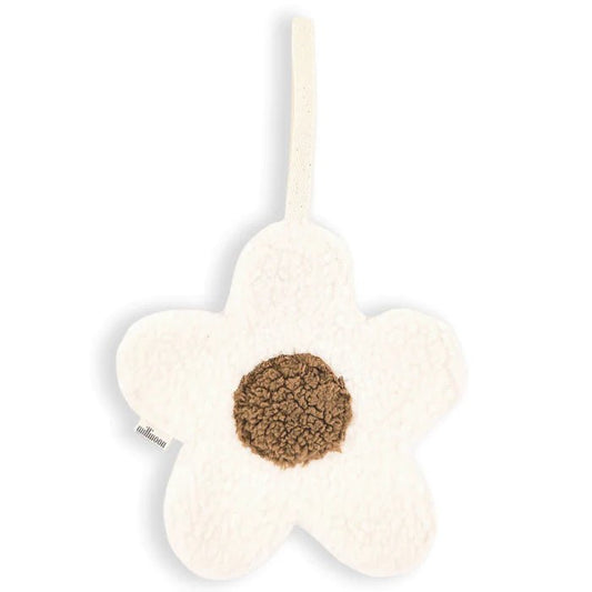 Attache Tétine Big Fleur Marguerite en Sherpa - Écru / camel - Lina et Compagnie
