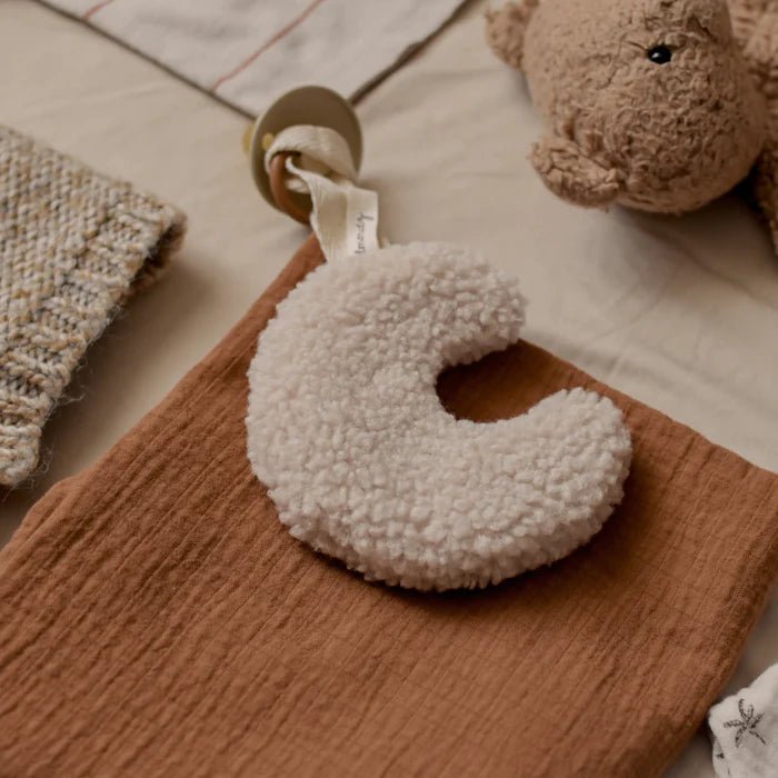 Attache Tétine Lune en Sherpa - Beige - Lina et Compagnie