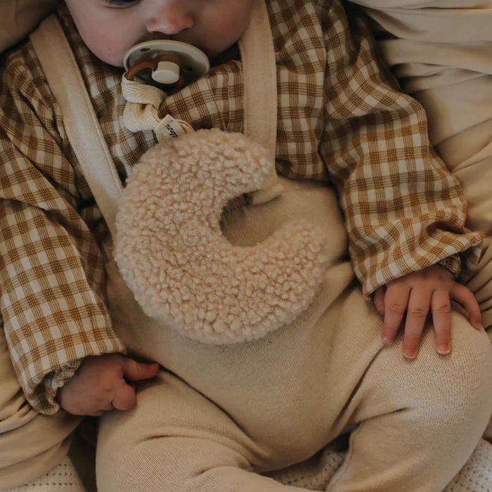 Attache Tétine Lune en Sherpa - Beige - Lina et Compagnie