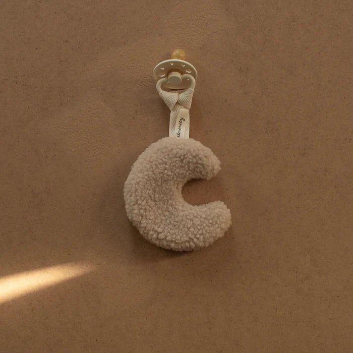Attache Tétine Lune en Sherpa - Sable - Lina et Compagnie