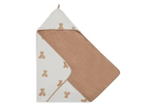 détail capuche Teddy Bear cape de bain bébé coton