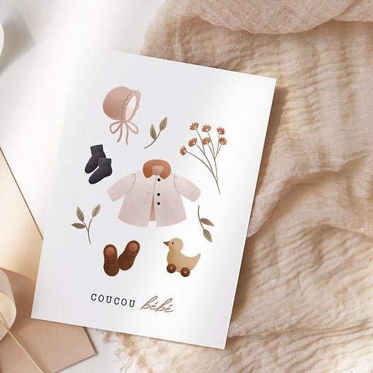 Carte Postale - Le vestiaire de Bébé - Rose - Lina et Compagnie