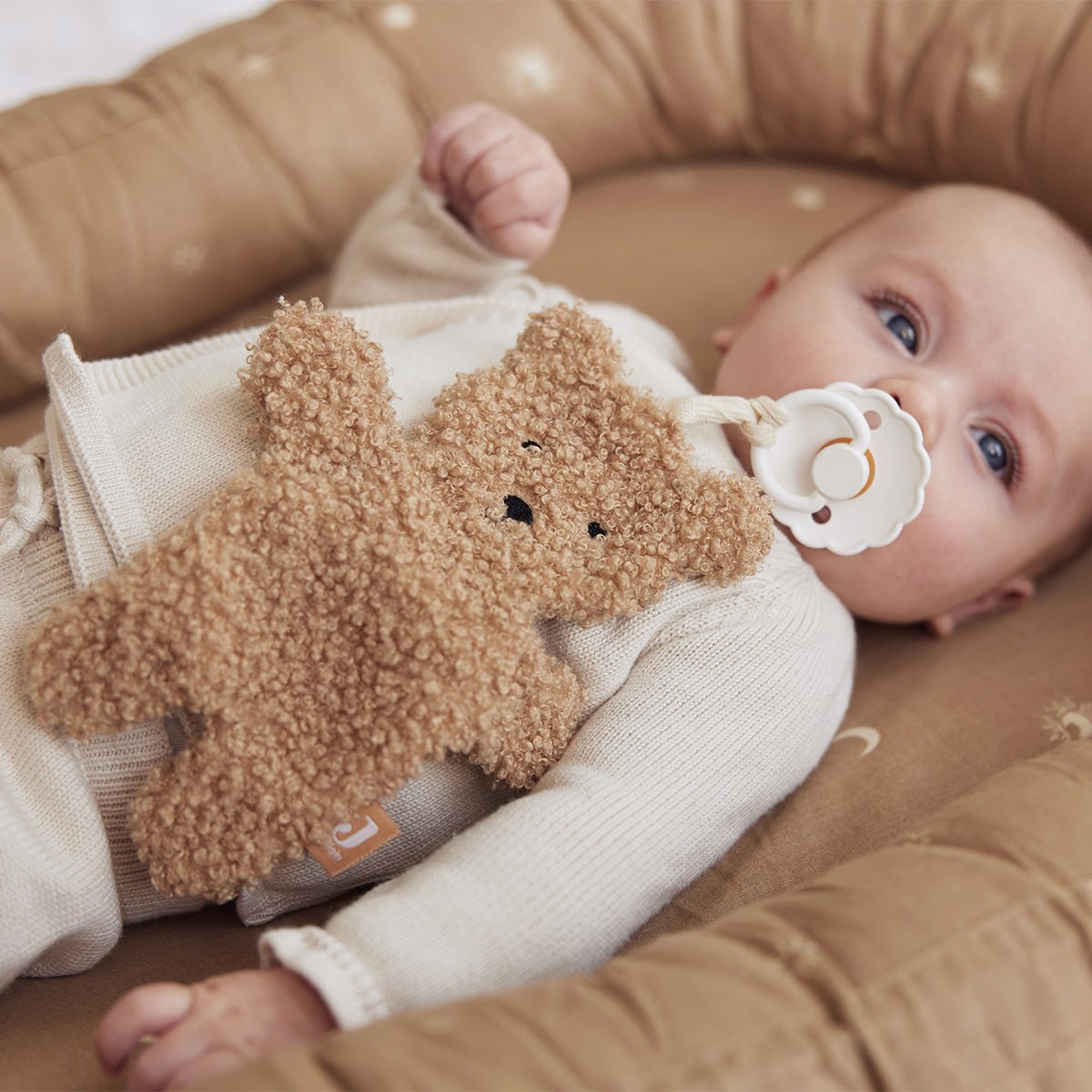 Doudou Attache Tétine Teddy Bear - Biscuit - Lina et Compagnie