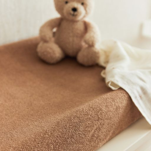 Housse de Matelas à Langer Éponge - Biscuit - Lina et Compagnie