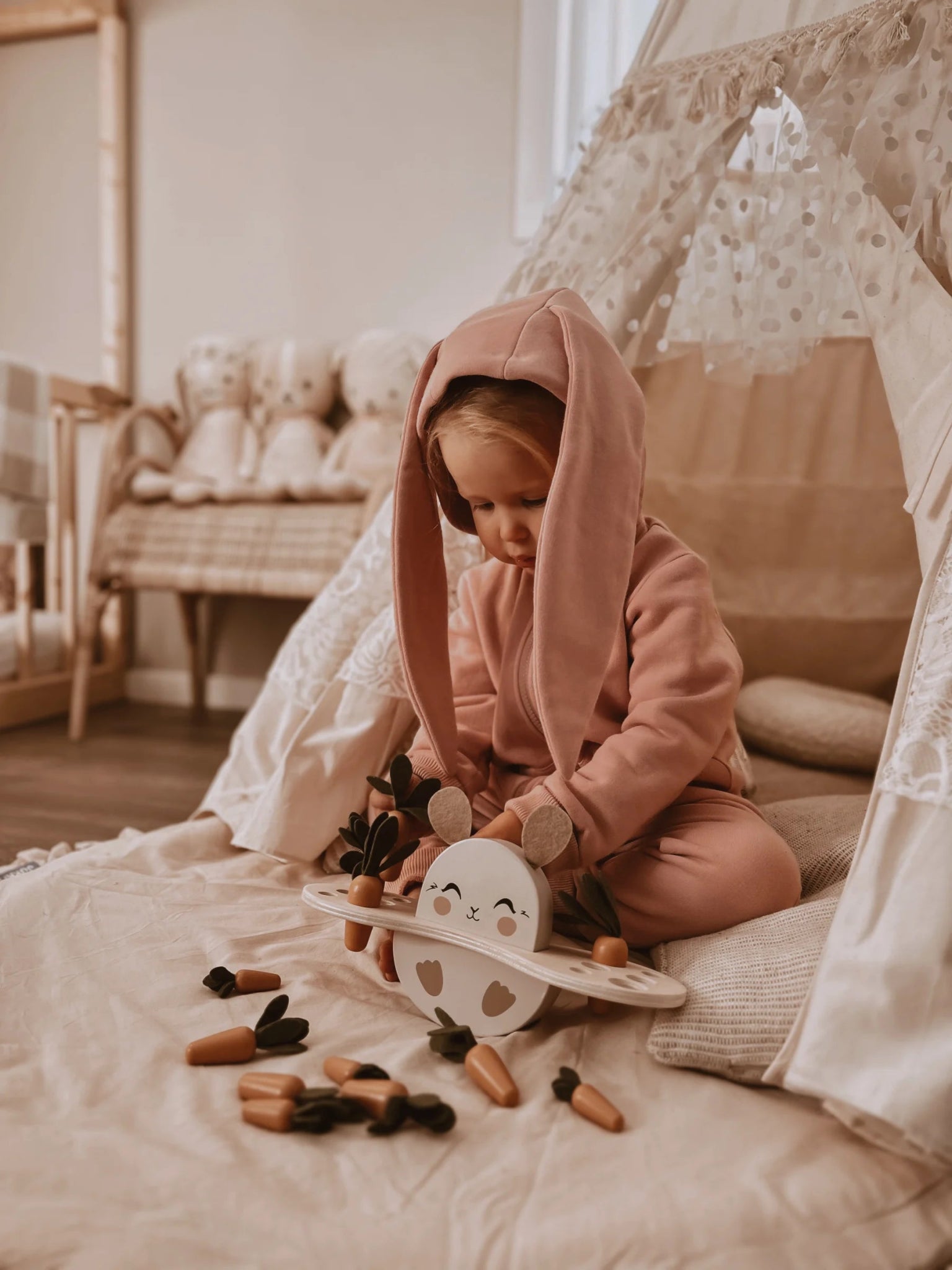 Jeu d'équilibre Lapin en bois - Lina et Compagnie