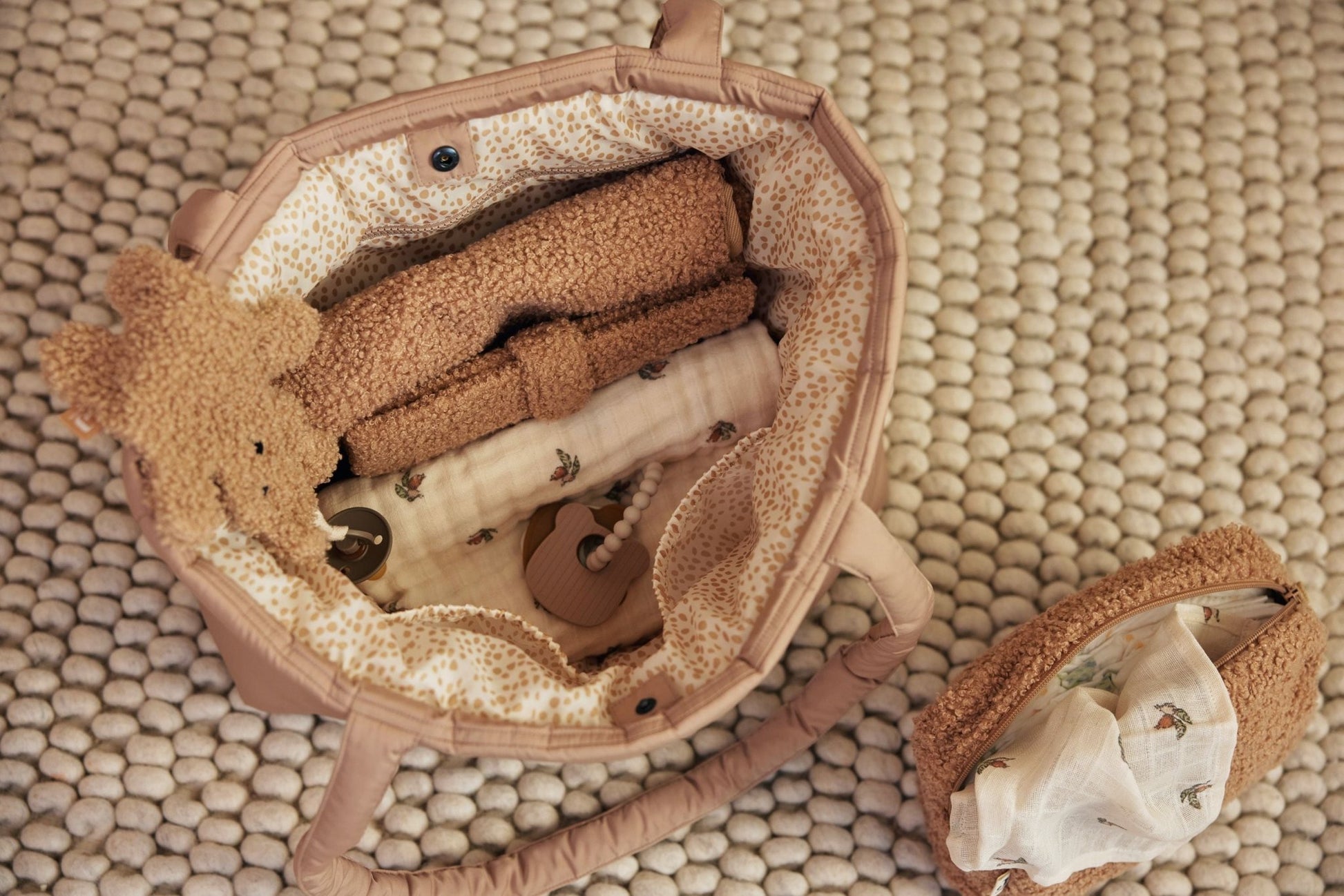 Matelas à Langer Nomade Boucle - Biscuit - Lina et Compagnie