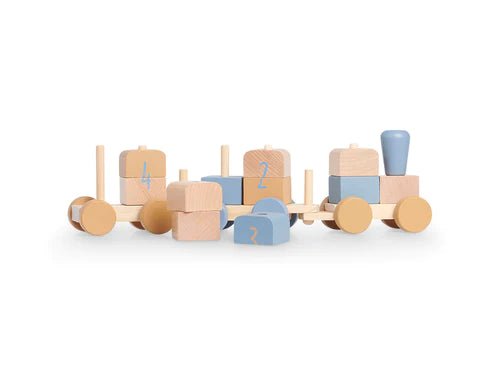 Train en bois - Bleu - Lina et Compagnie