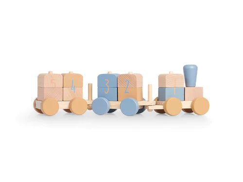 Train en bois - Bleu - Lina et Compagnie